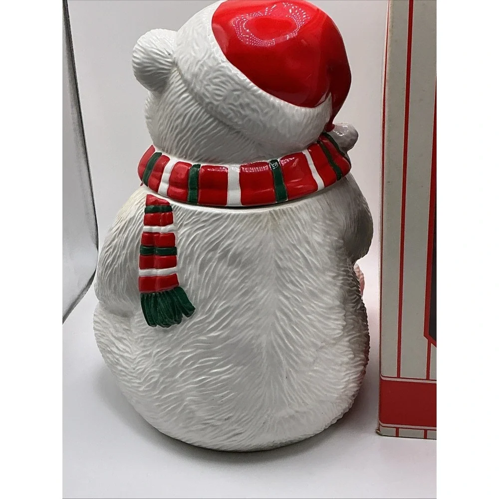 Vintage 1996 Christmas Coca-Cola Polar Bear in Scarf Cookie Jar New in Box